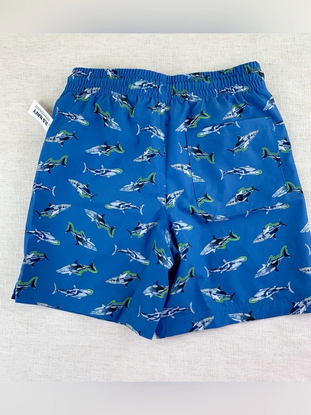 Old Navy New Boy's shark swim trunks in blue size XL